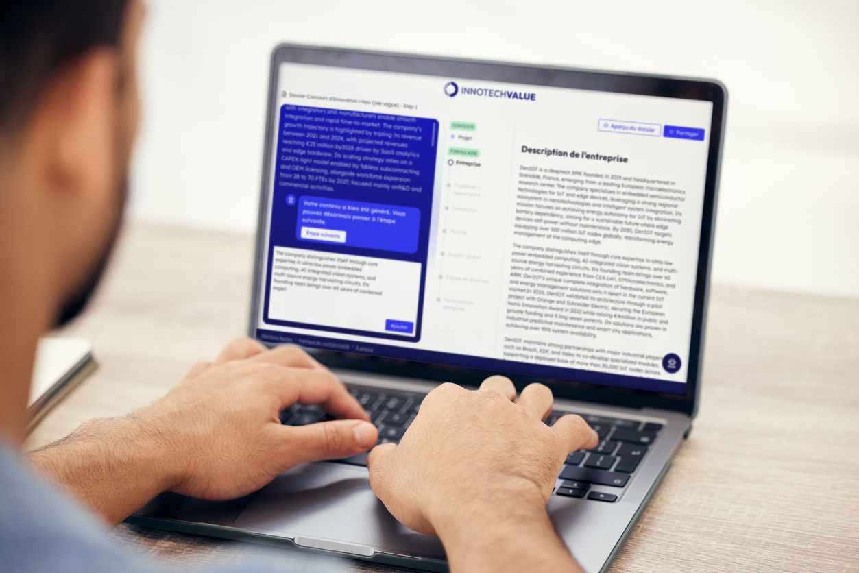 focus sur un pc portable montrant Innotechvalue